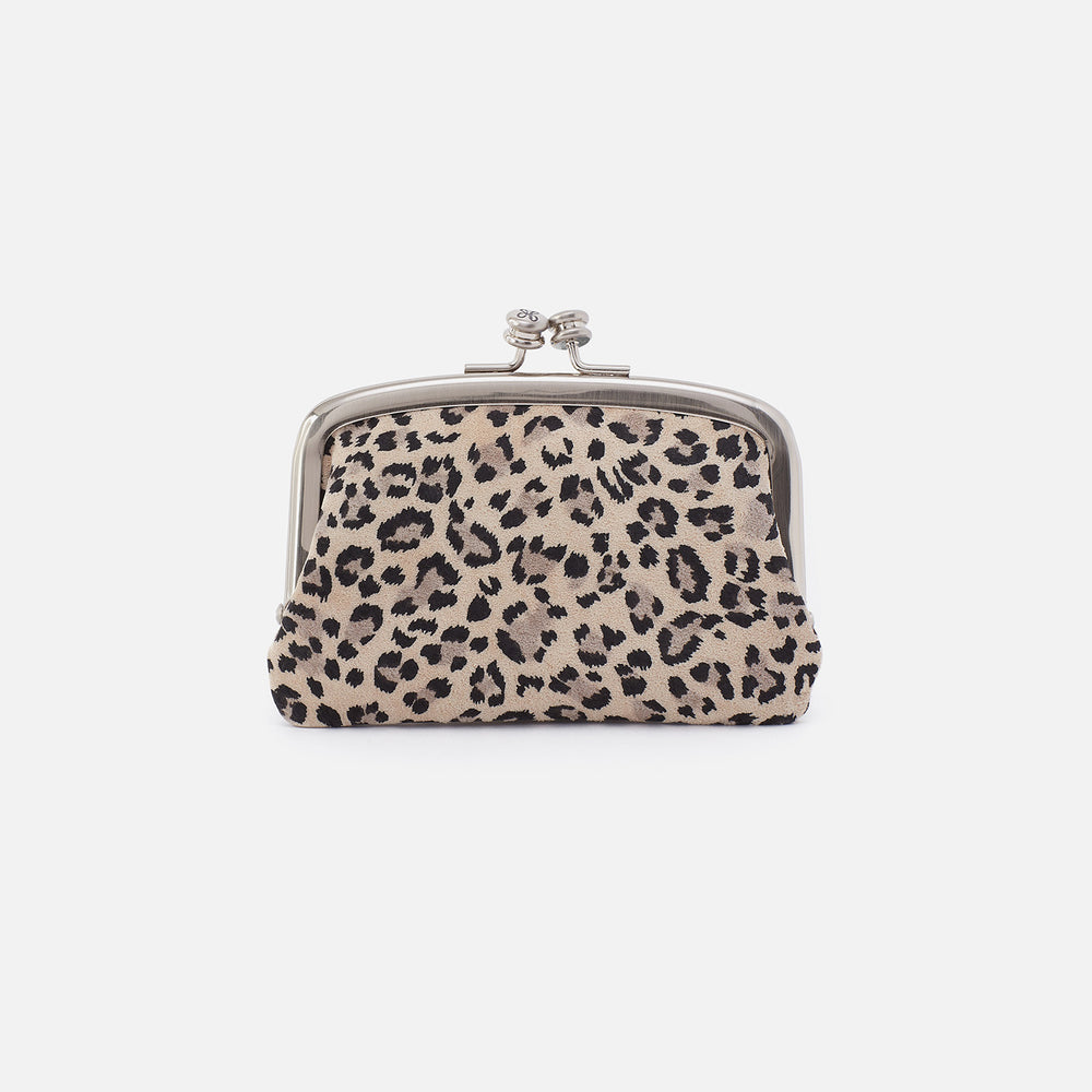 Cora Frame Card Holder in Printed Leather - Mini Leopard