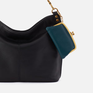 Cheer Frame Pouch In Pebbled Leather - Midnight Teal