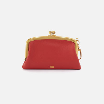 Cheer Frame Pouch In Pebbled Leather - Red Clay