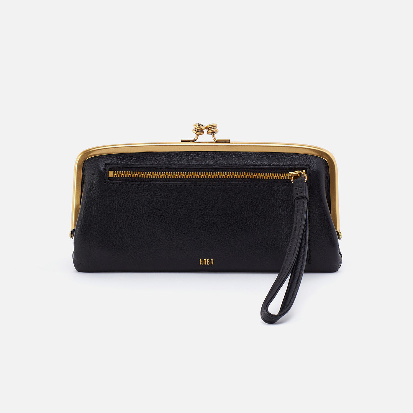 Cora Large Frame Wallet In Pebbled Leather - Black