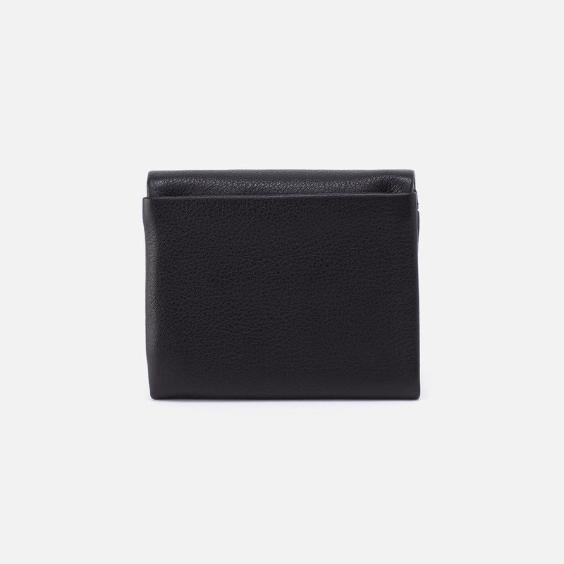 Fern Medium Trifold Wallet In Pebbled Leather - Black