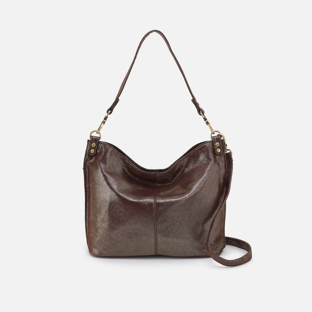 Pier Shoulder Bag In Metallic Leather - Coffee Galaxy