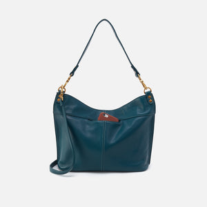 Pier Shoulder Bag In Pebbled Leather - Midnight Teal