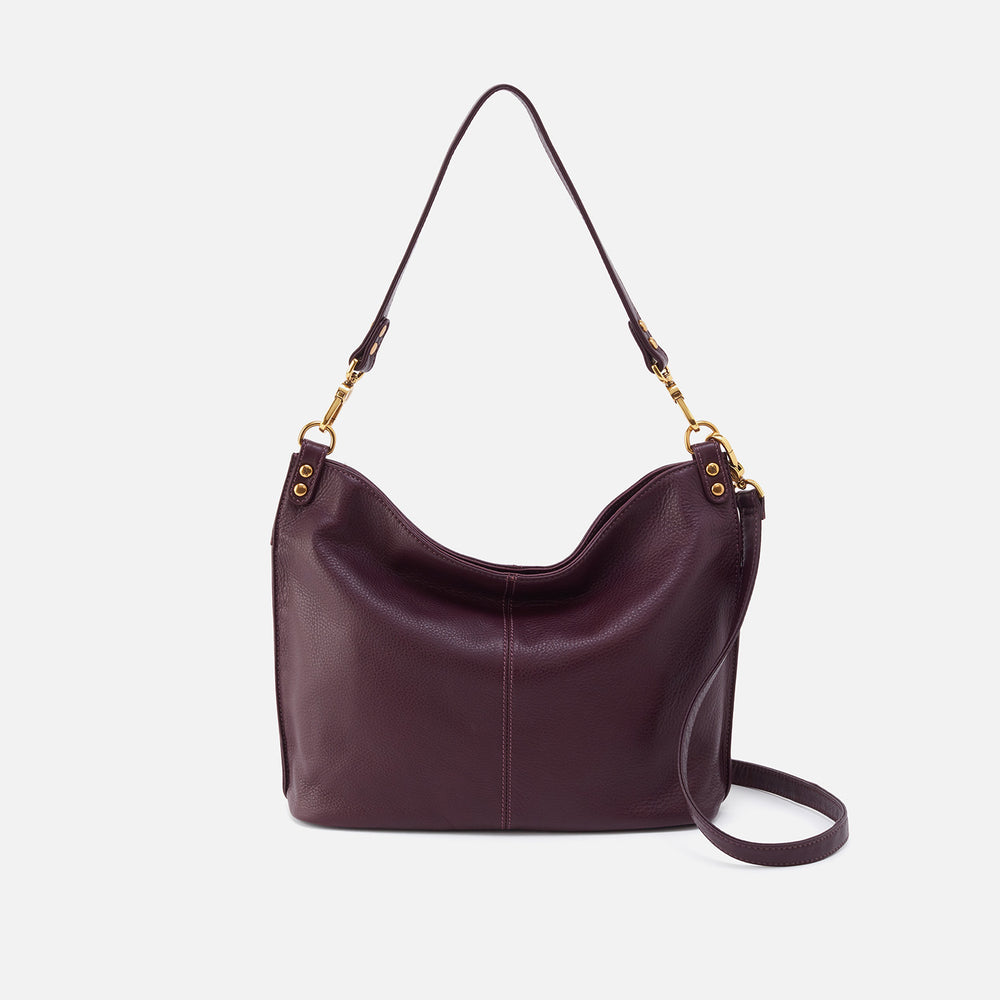 Pier Shoulder Bag in Pebbled Leather - Ruby Wine