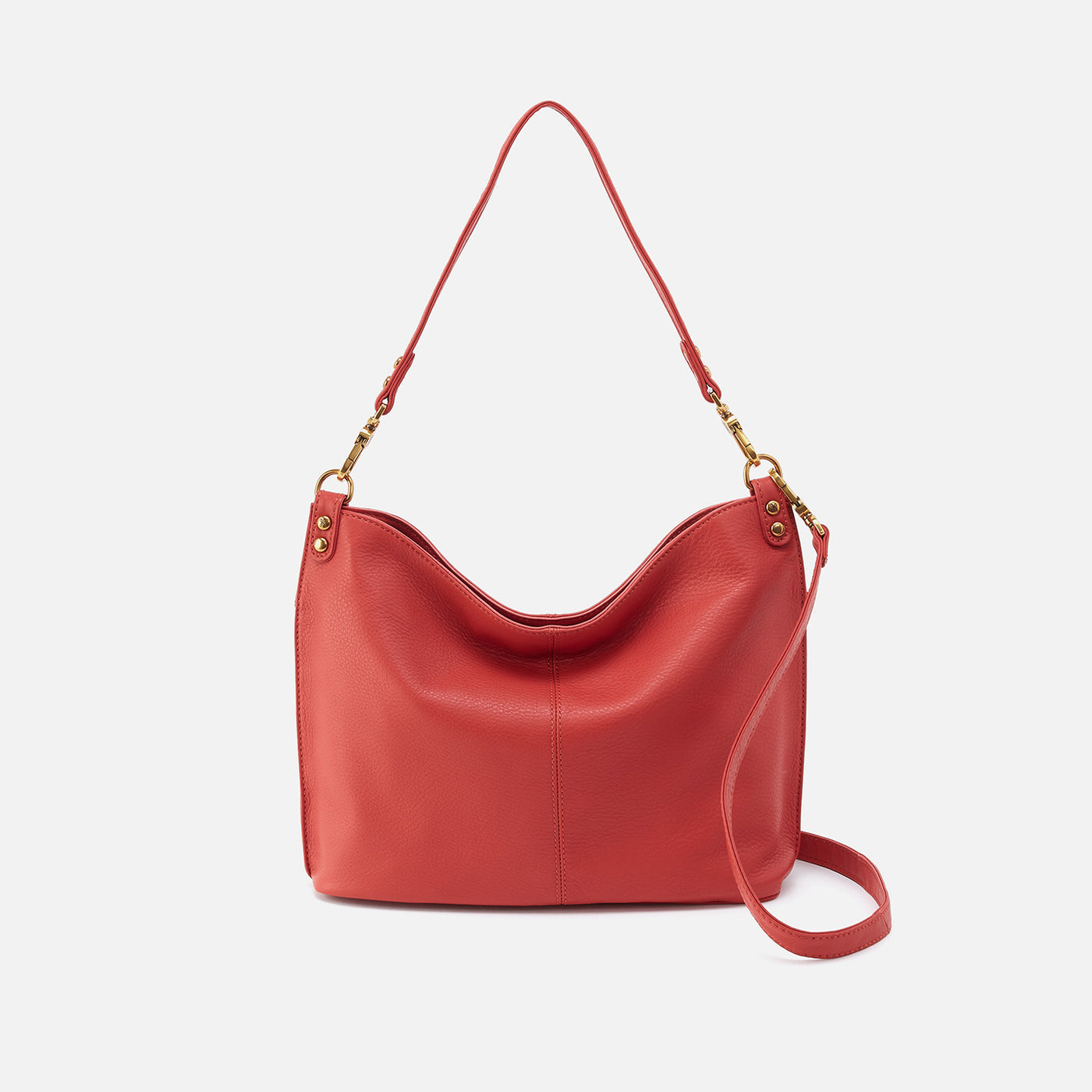 Pier Shoulder Bag In Pebbled Leather - Red Clay