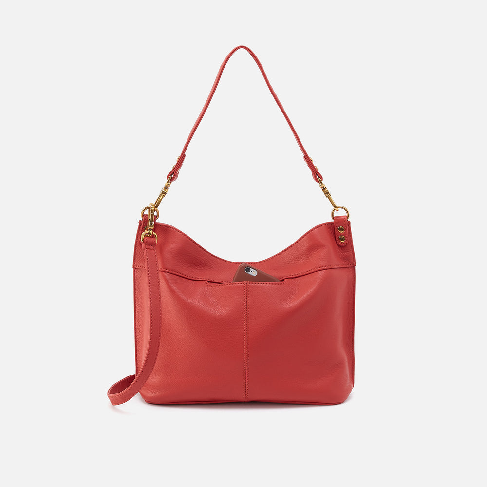 Pier Shoulder Bag In Pebbled Leather - Red Clay