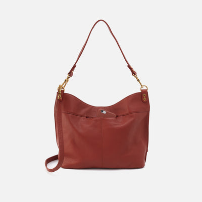 Pier Shoulder Bag In Pebbled Leather - Rust