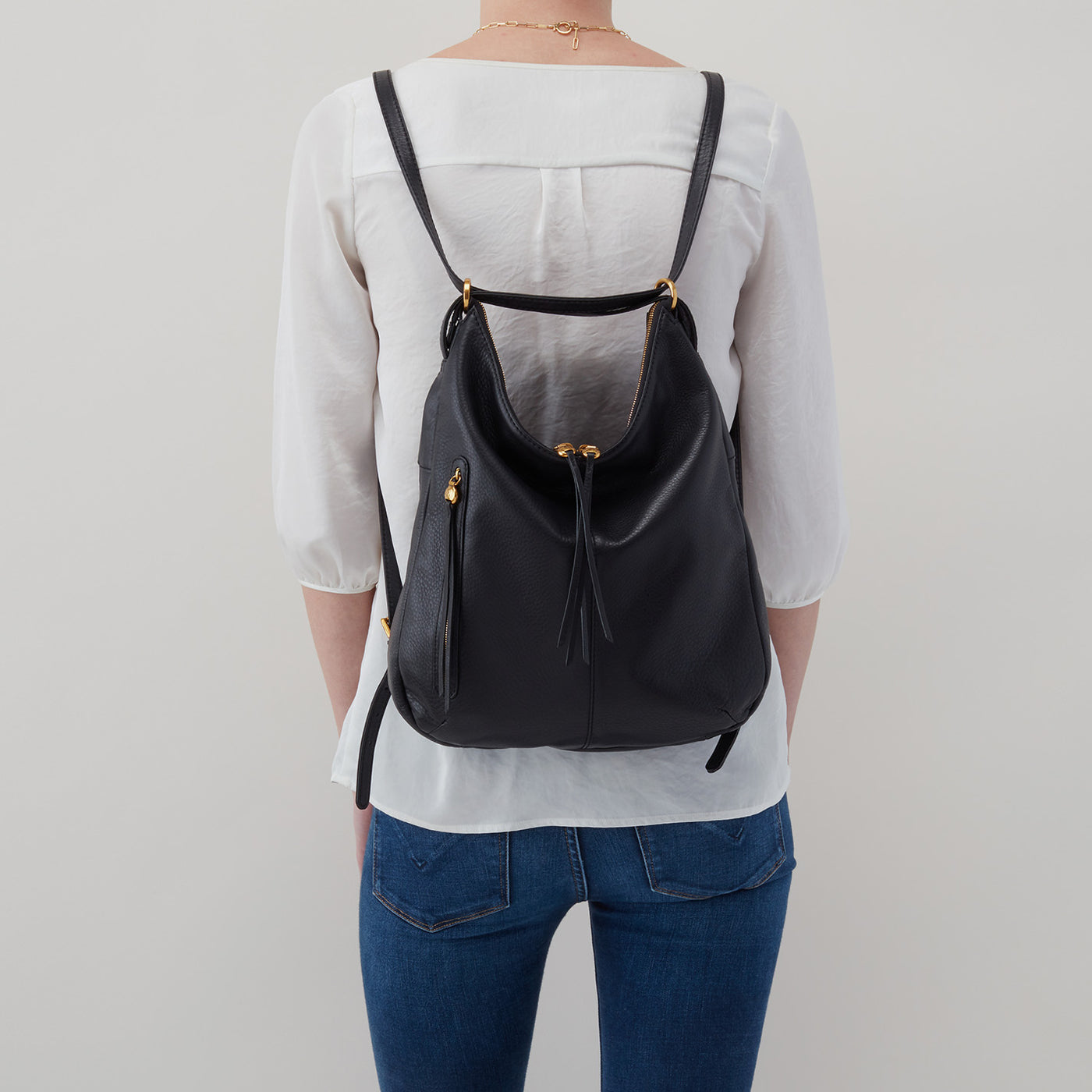 Merrin Convertible Backpack In Pebbled Leather - Dark Elm