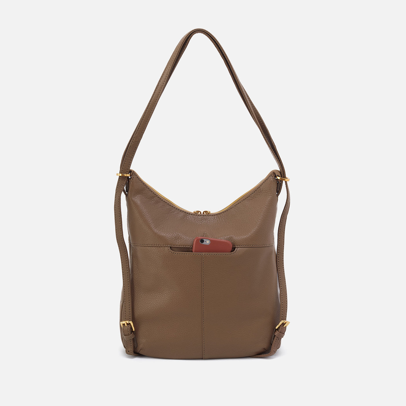 Merrin Convertible Backpack In Pebbled Leather - Dark Elm