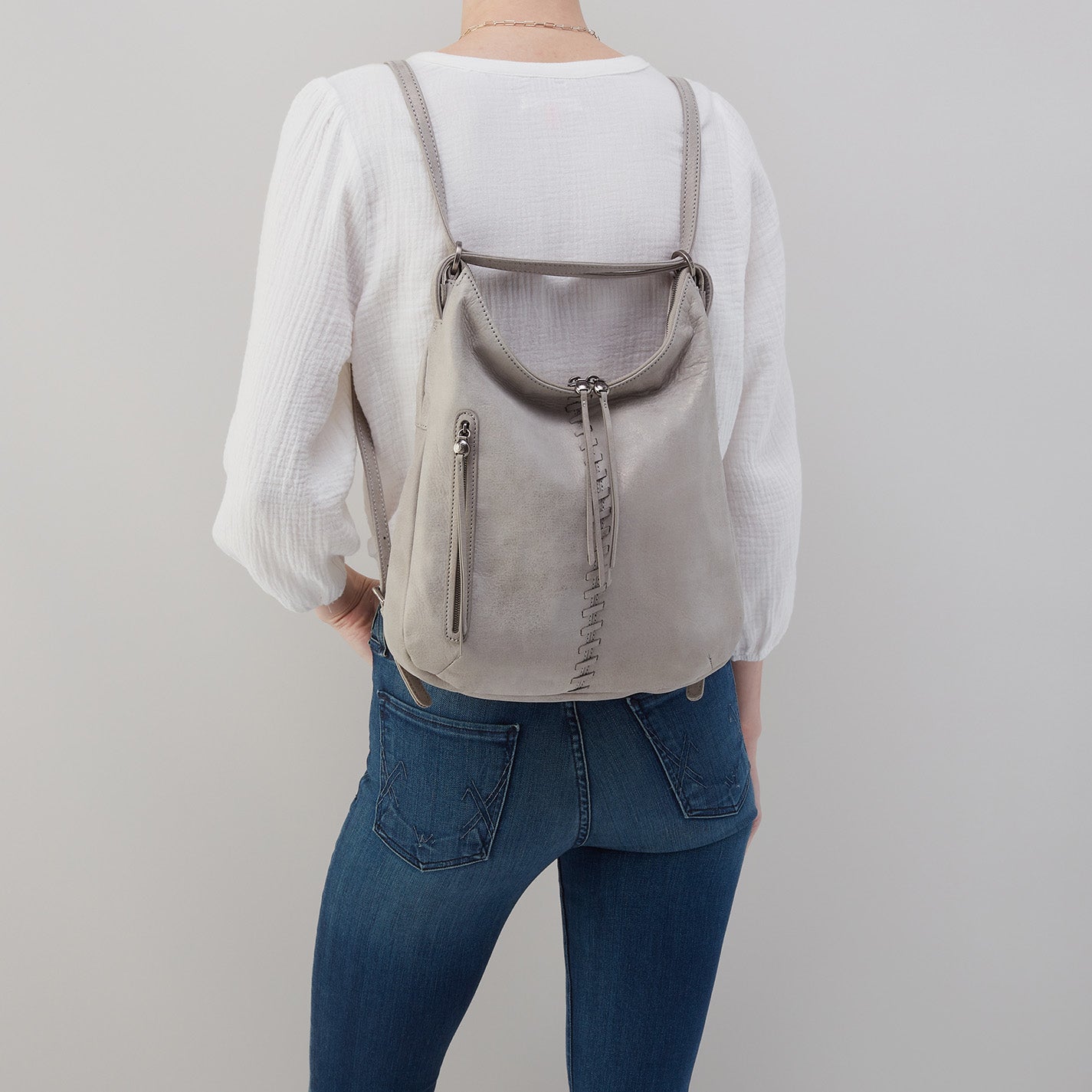 Grey suede online backpack