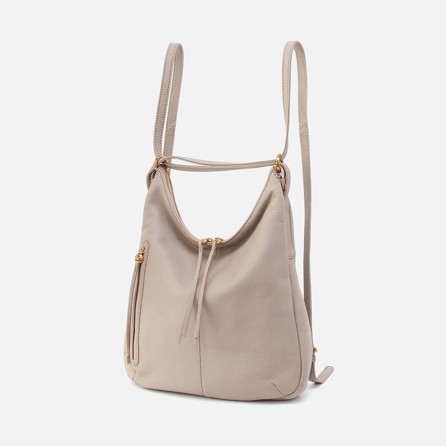 Merrin Convertible Backpack In Pebbled Leather Taupe HOBO