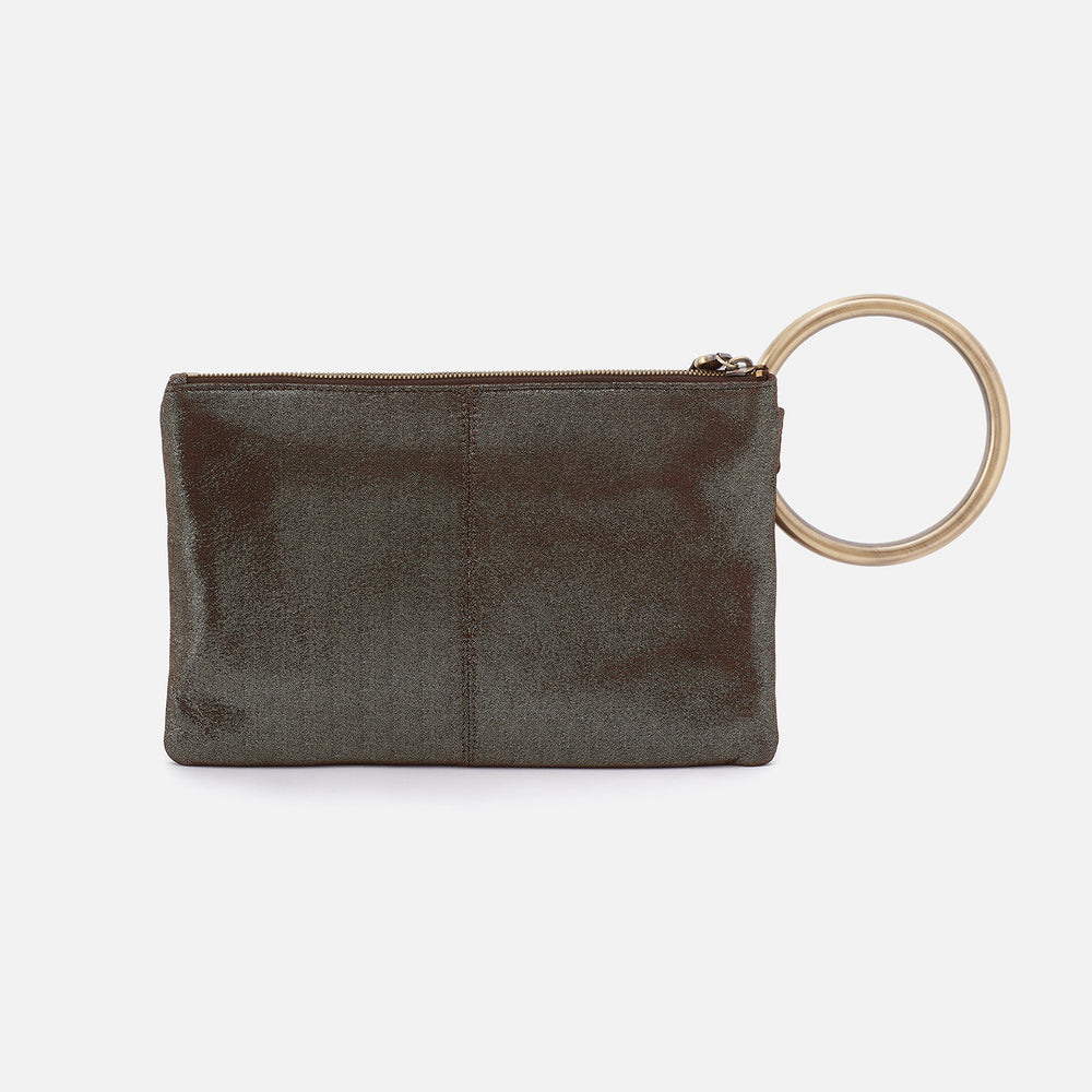 Sheila Ring Clutch In Metallic Leather - Coffee Galaxy