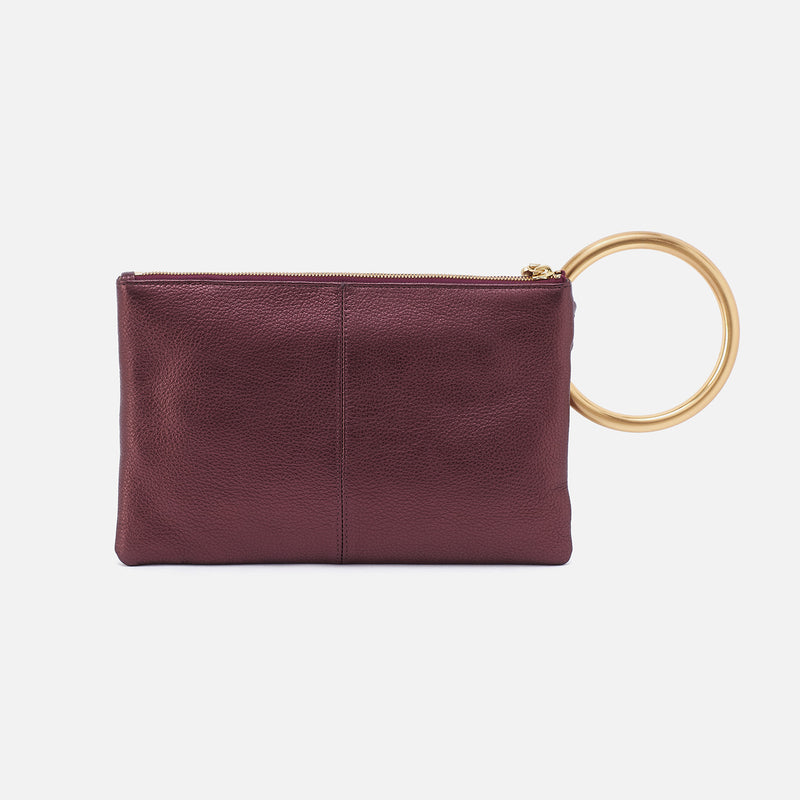 Sheila Ring Clutch In Metallic Leather - Frosted Plum