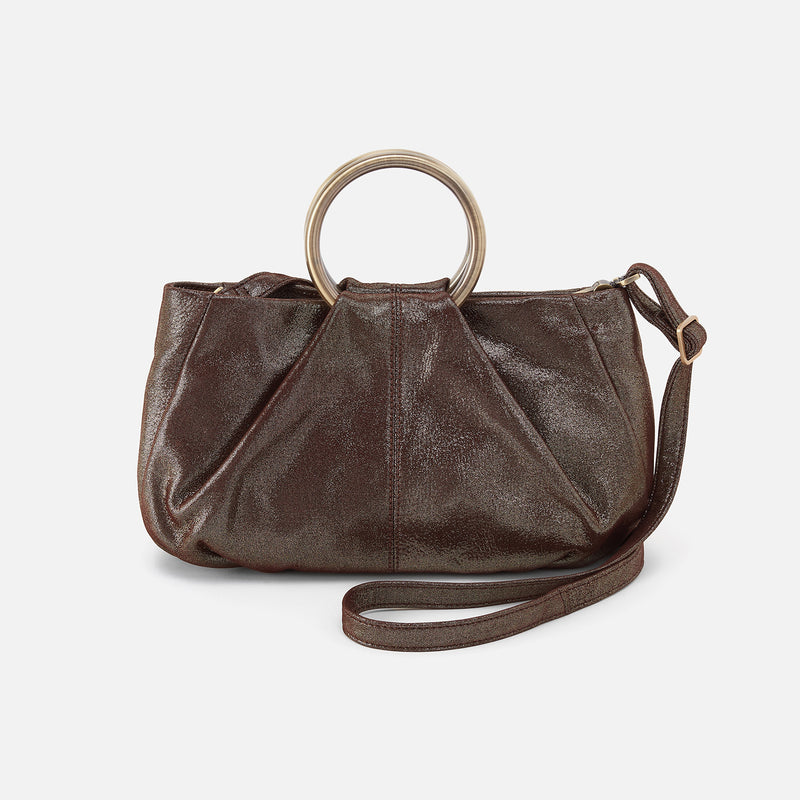 Sheila Ring Satchel In Metallic Leather - Coffee Galaxy