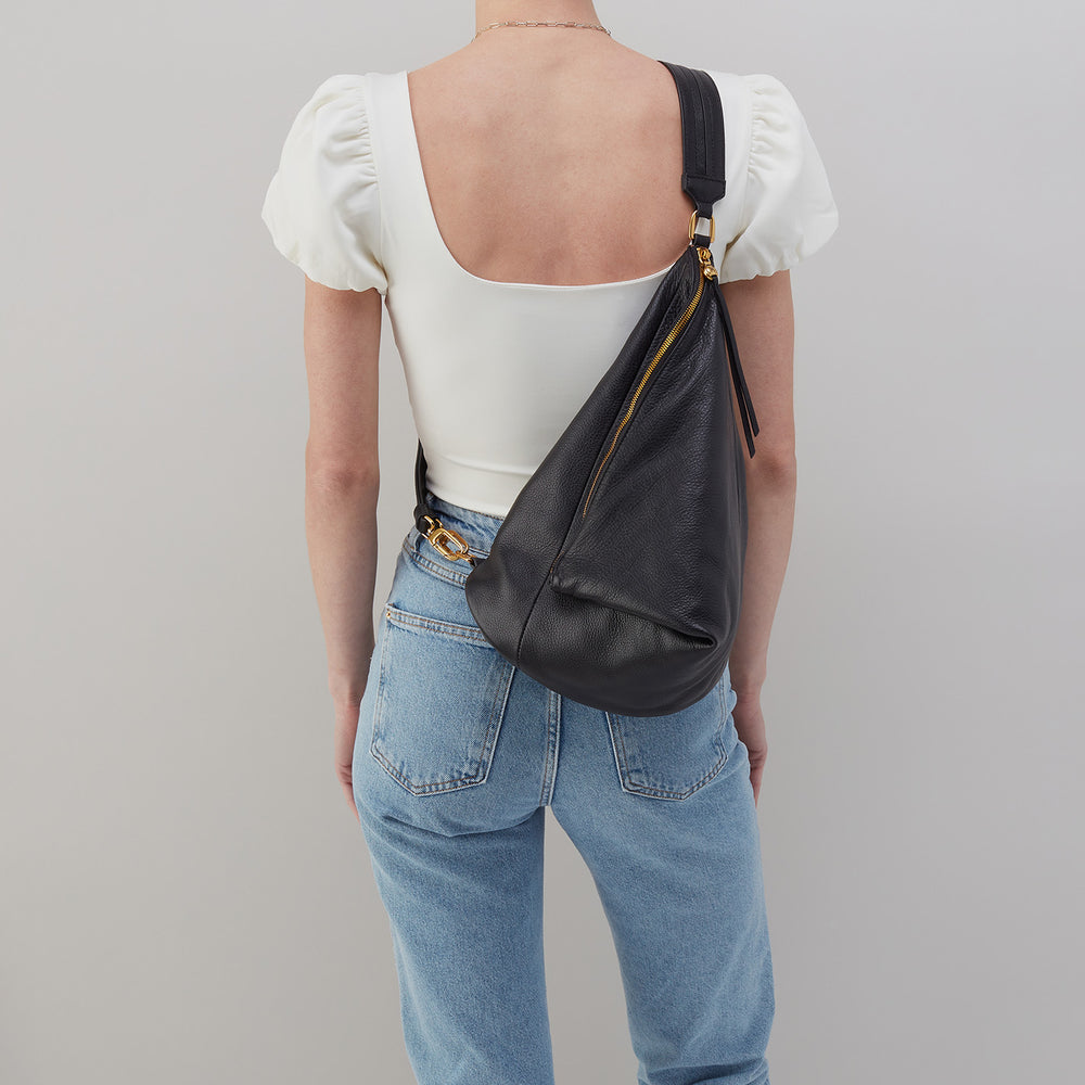 Sway Convertible Sling in Pebbled Leather - Black