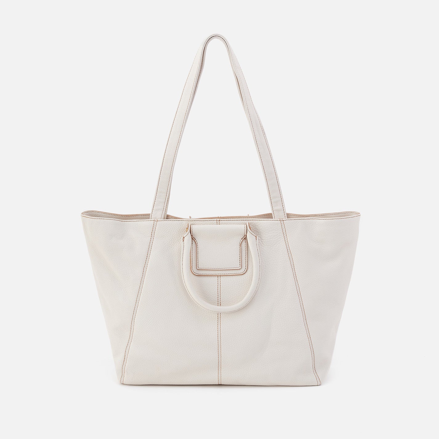 Sheila East West Tote in Pebbled Leather White HOBO