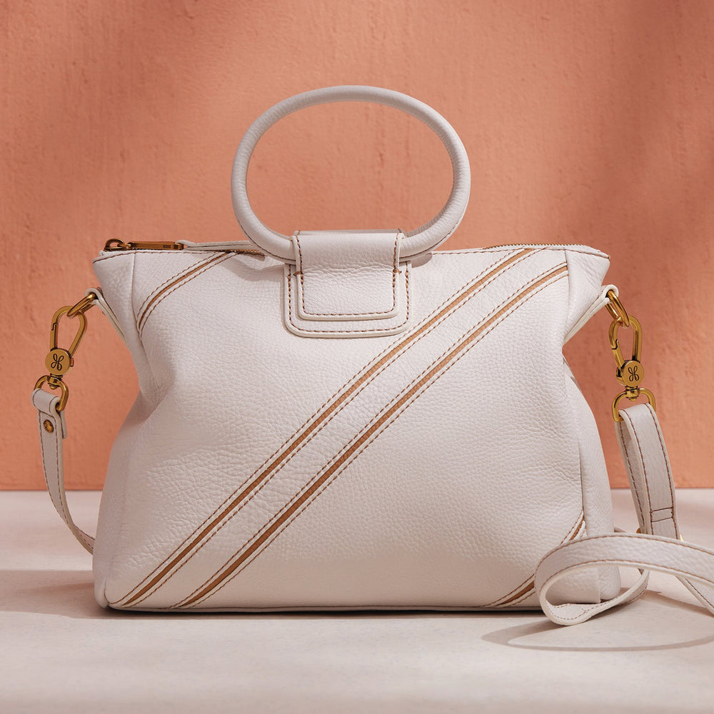 Sheila Medium Satchel in Pebbled Leather - White Stripe