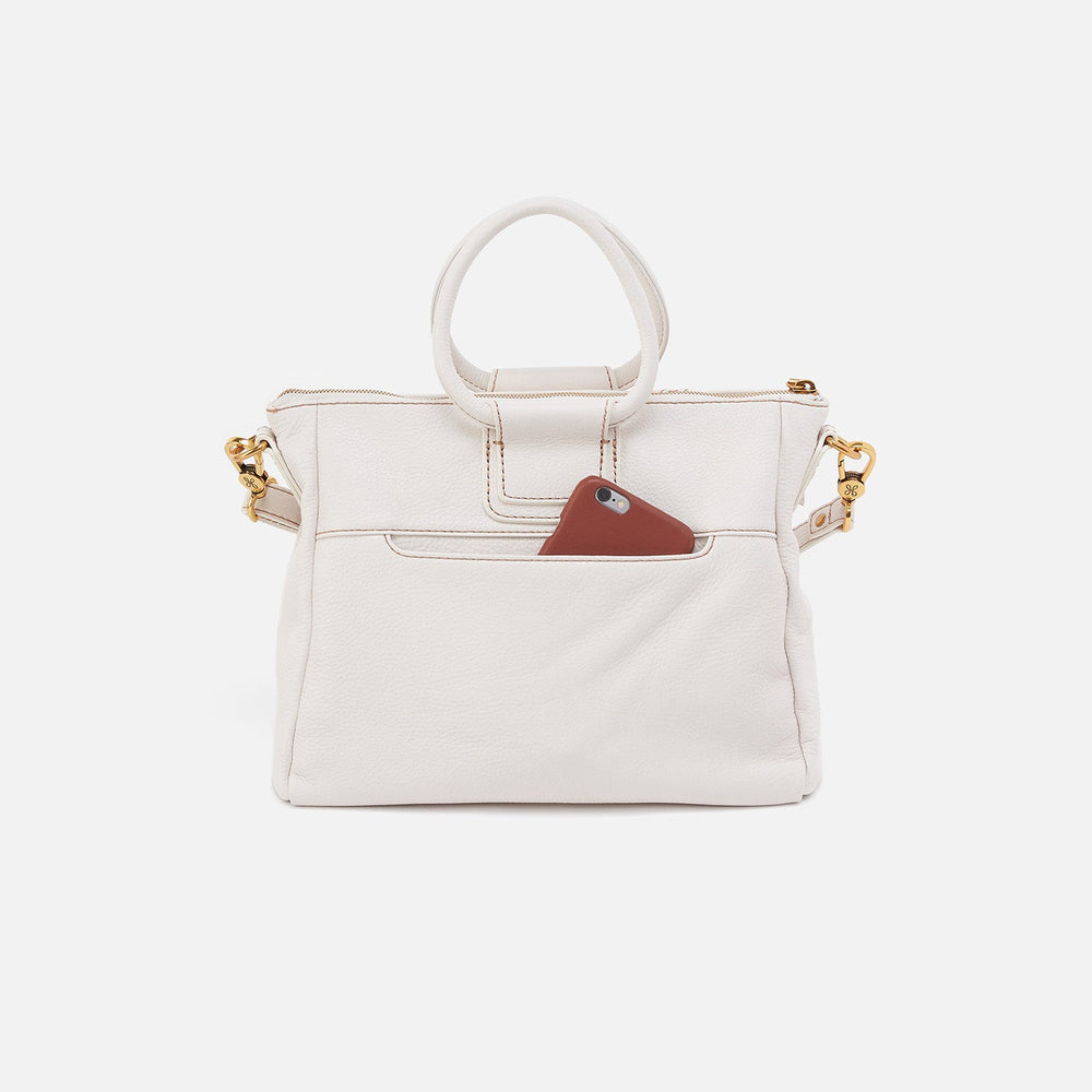 Sheila Medium Satchel in Pebbled Leather - White Stripe