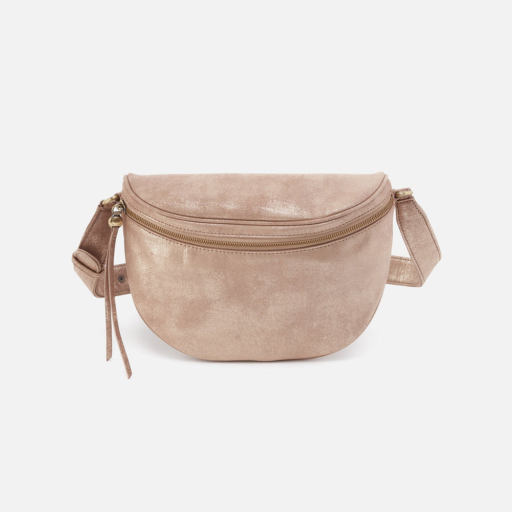 Juno Belt Bag In Metallic Leather - Gilded Beige