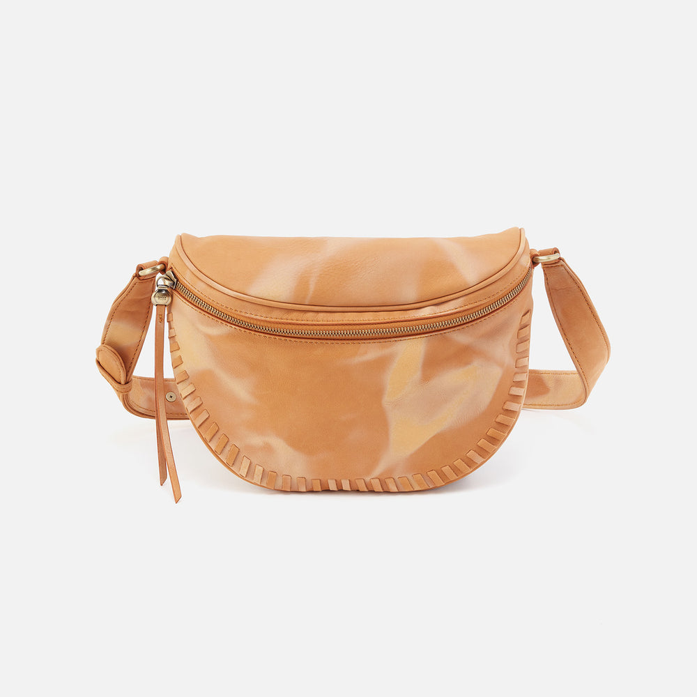 Juno Belt Bag In Soft Shibori Leather - Saffron