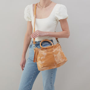 Sheila Medium Satchel In Soft Shibori Leather - Saffron