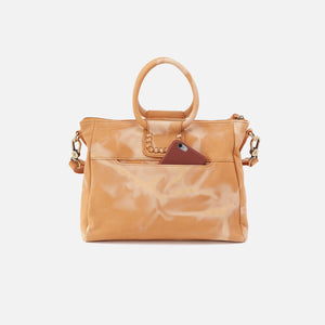 Sheila Medium Satchel In Soft Shibori Leather - Saffron