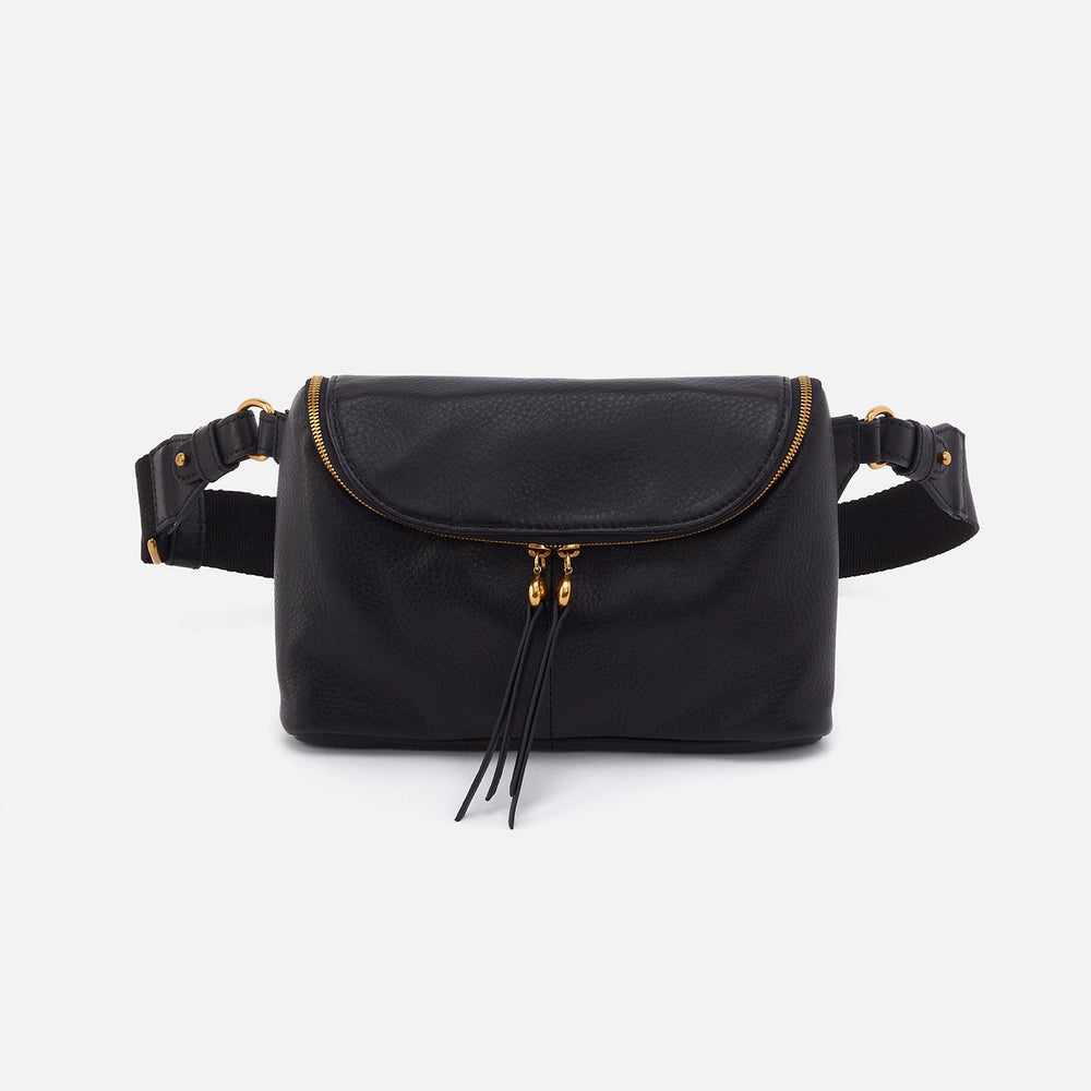 Fern Large Belt Bag In Pebbled Leather - Black