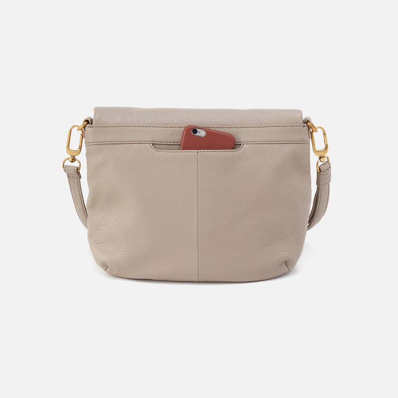 Fern Foldover Messenger In Pebbled Leather - Taupe