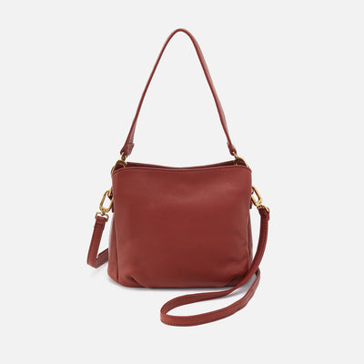 Starr Convertible Shoulder Bag In Pebbled Leather - Rust