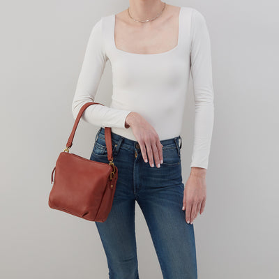 Starr Convertible Shoulder Bag In Pebbled Leather - Rust