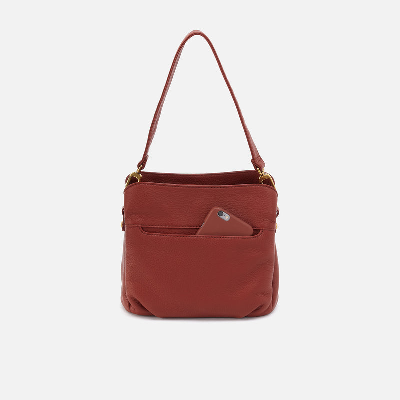 Starr Convertible Shoulder Bag In Pebbled Leather - Rust