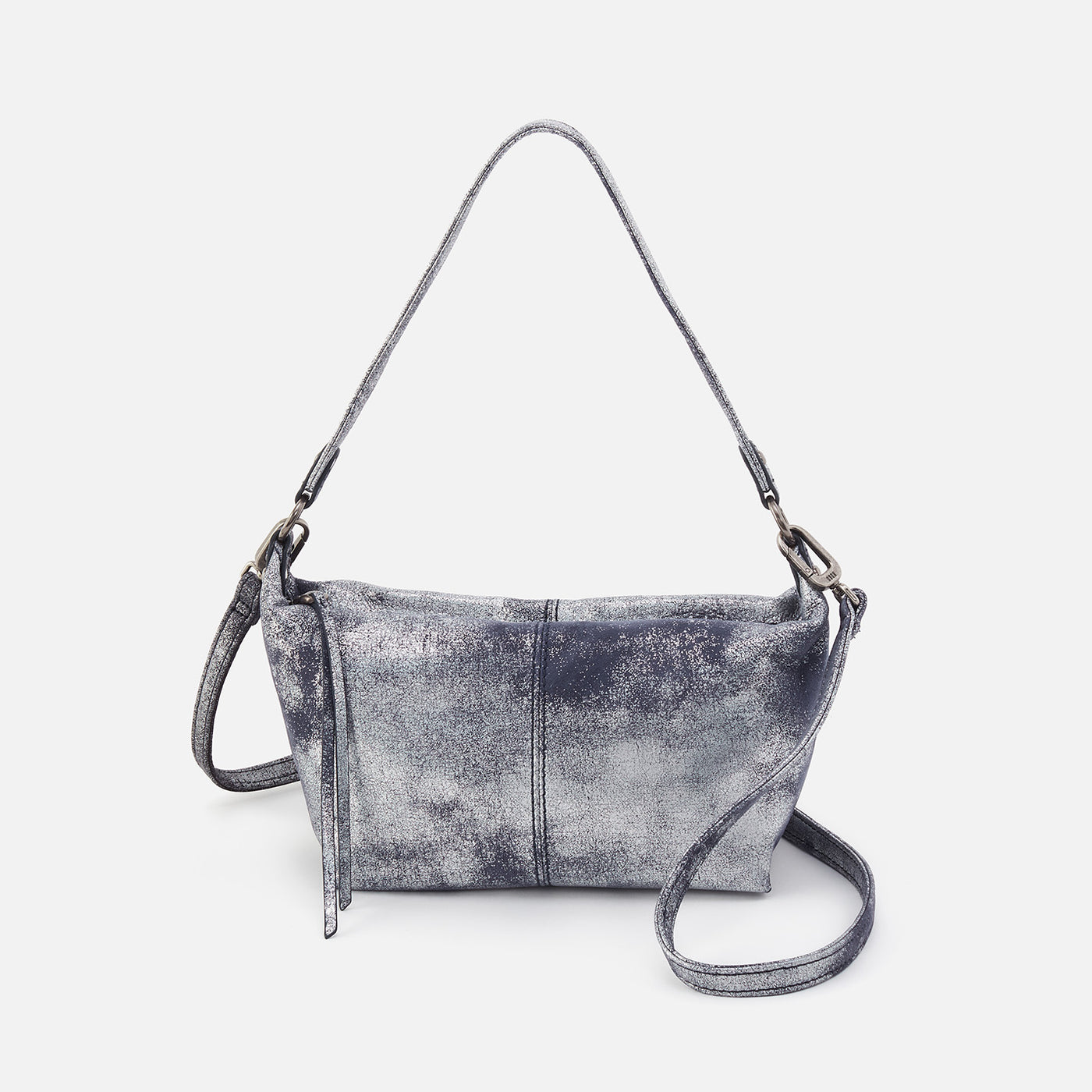 Laguna Crossbody In Metallic Leather - Blue Pewter