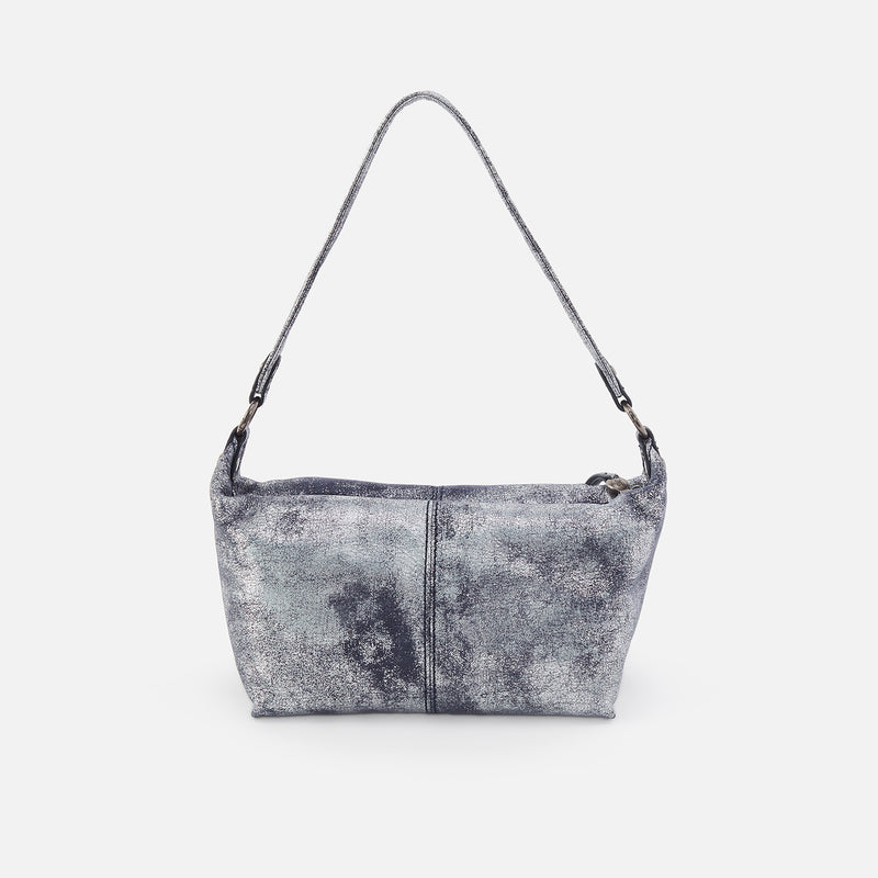 Laguna Crossbody In Metallic Leather - Blue Pewter