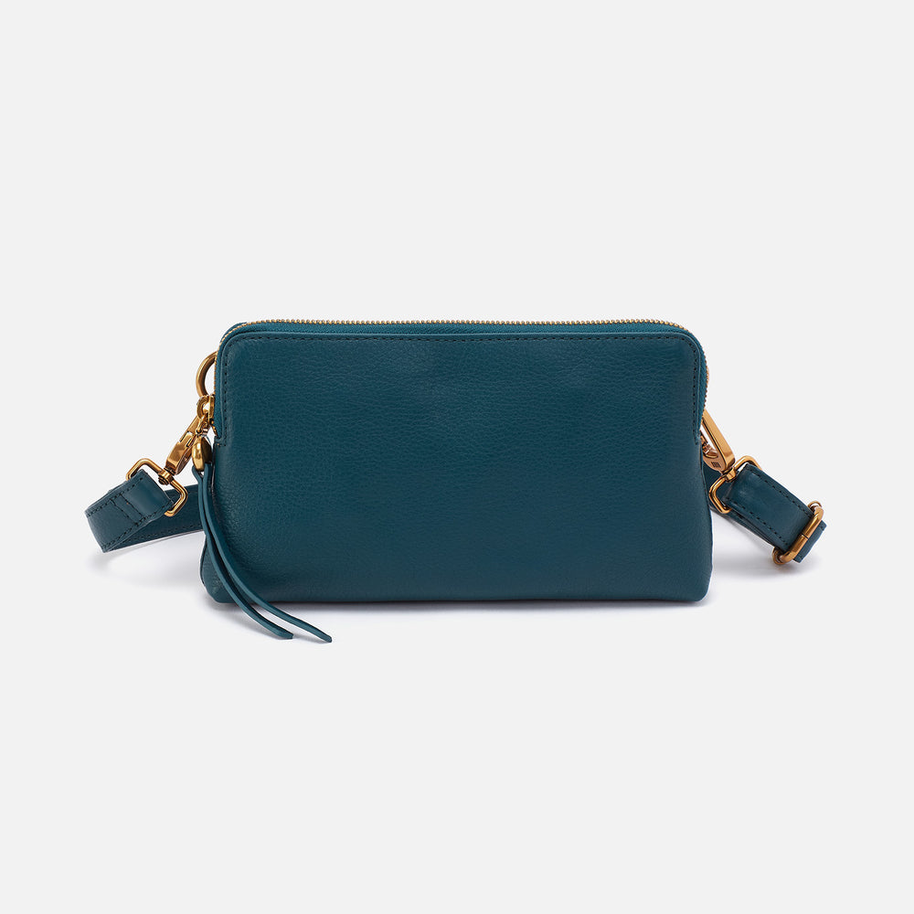 Fern Slim Belt Bag In Pebbled Leather - Midnight Teal