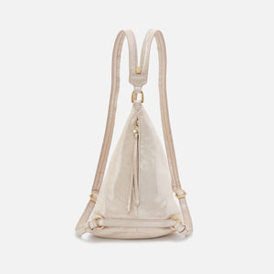 Sway Small Sling In Metallic Leather - Sand Shimmer