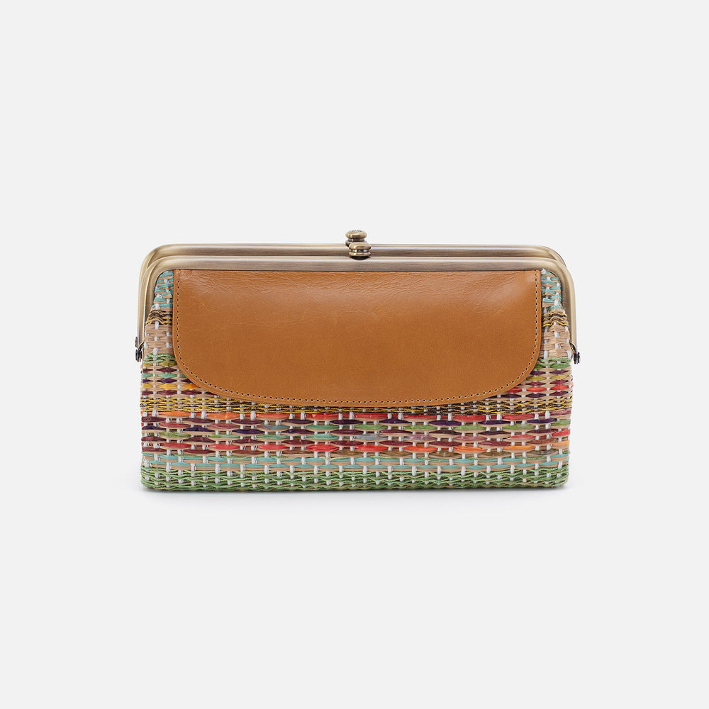 Lauren Clutch-Wallet in Multi Weave With Leather Trim - Sea Dream Stripe