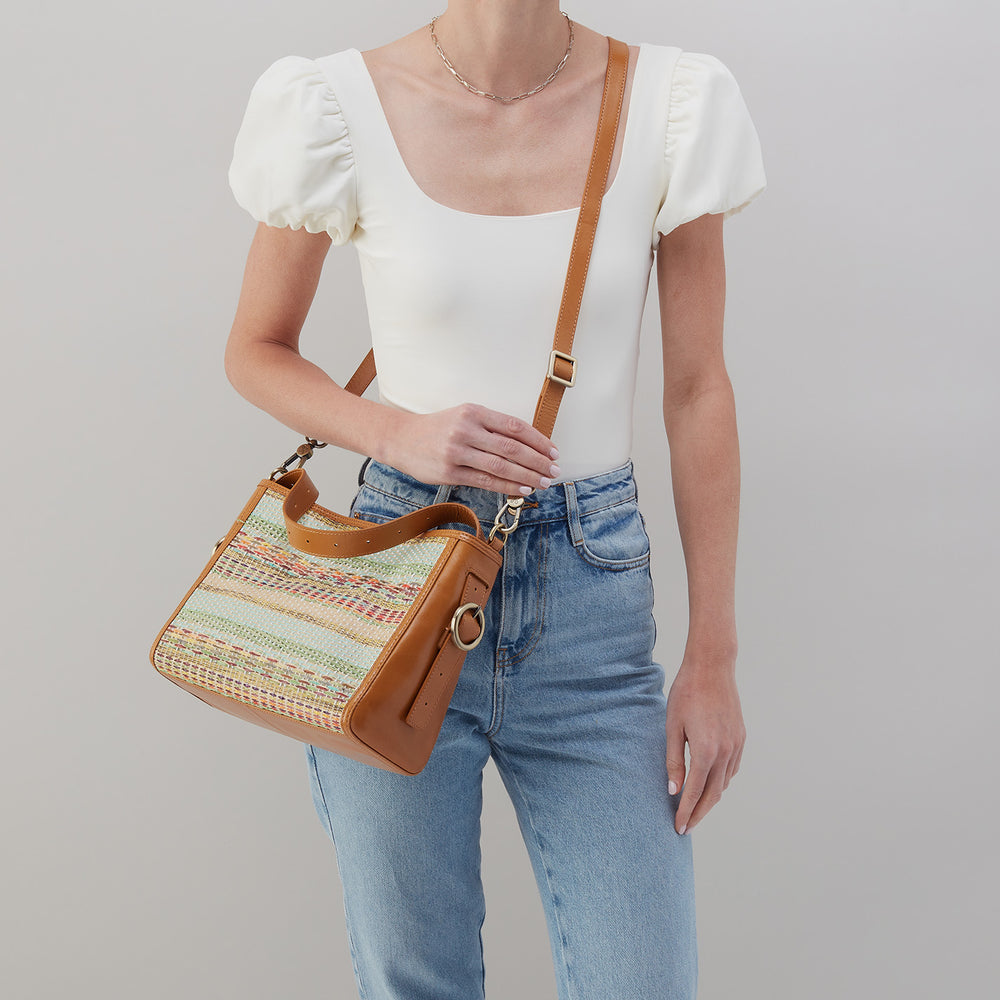 Render Small Crossbody in Multi Weave With Leather Trim - Sea Dream Stripe