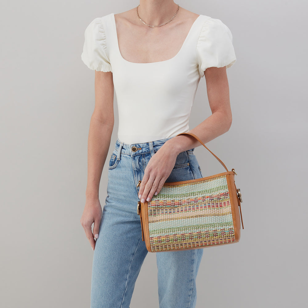 Render Small Crossbody in Multi Weave With Leather Trim - Sea Dream Stripe