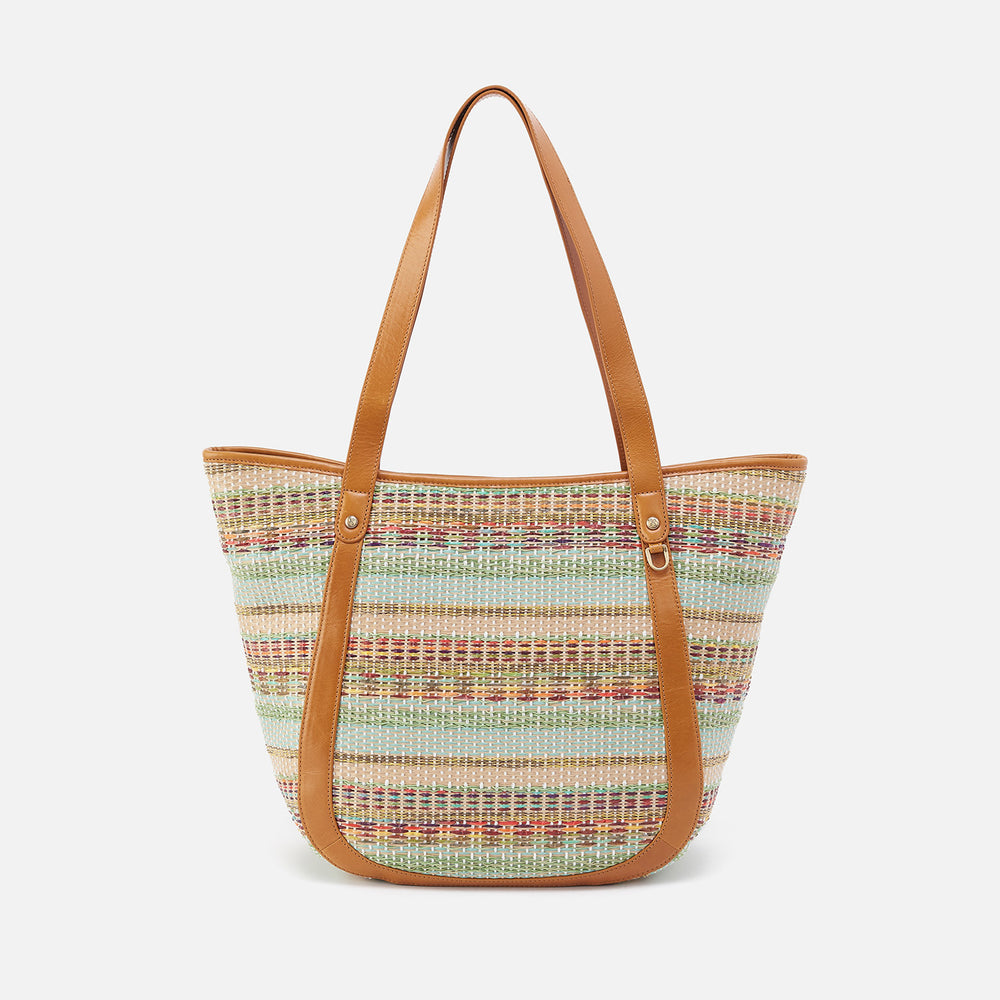 Sonder Tote in Multi Weave With Leather Trim - Sea Dream Stripe