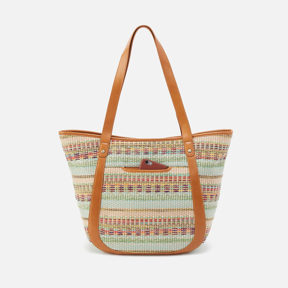 Sonder Tote in Multi Weave With Leather Trim - Sea Dream Stripe