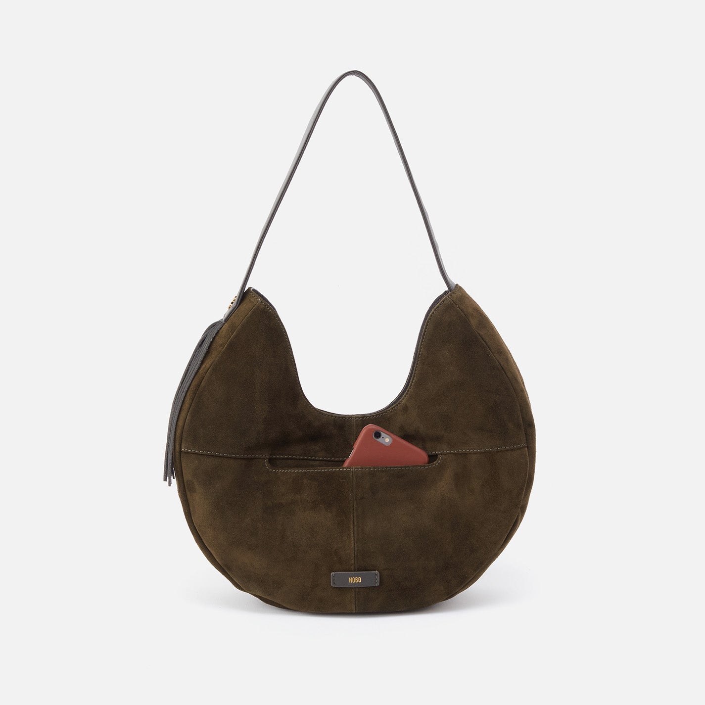 Sawyer Hobo in Suede With Whipstitch Herb