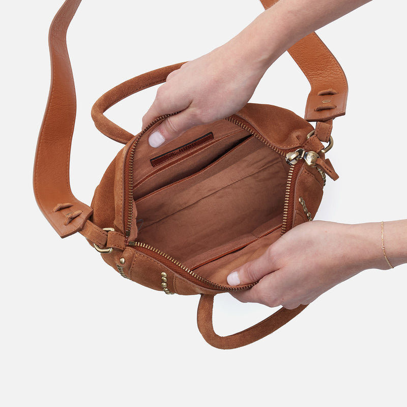 Maggie Crossbody In Suede - Caramel