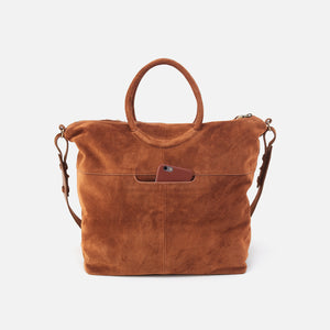 Maggie Satchel In Suede - Caramel