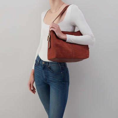 Render Shoulder Bag In Suede - Sequoia Croc Emboss