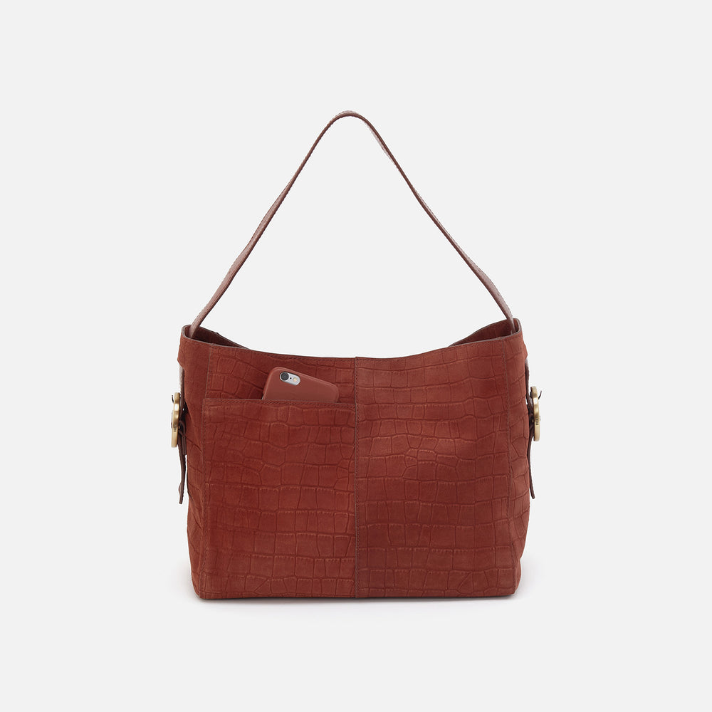 Render Shoulder Bag In Suede - Sequoia Croc Emboss