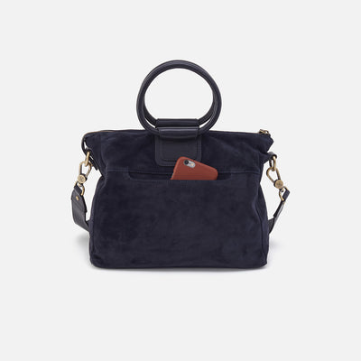 Sheila Medium Satchel In Suede - Navy