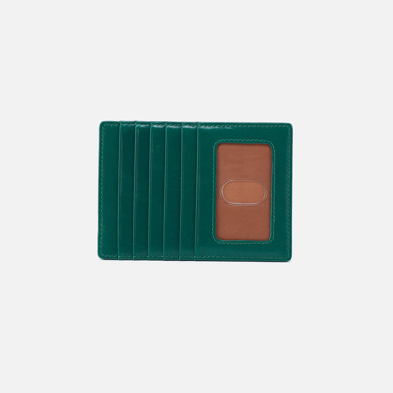 Euro Slide Card Case In Polished Leather - Alpine Green