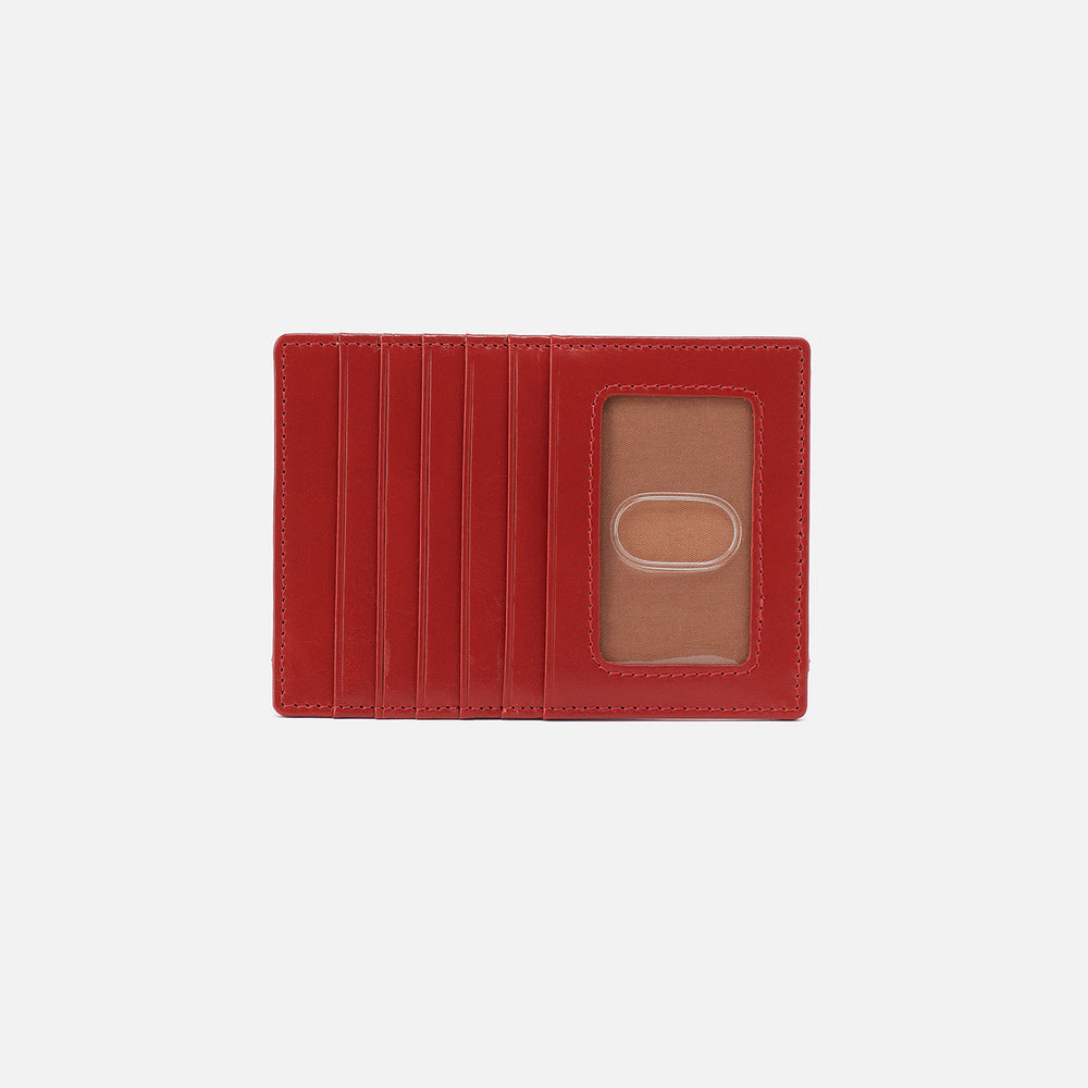 Euro Slide Card Case In Polished Leather - Brick