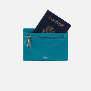 Euro Slide Card Case In Polished Leather - Biscayne Blue