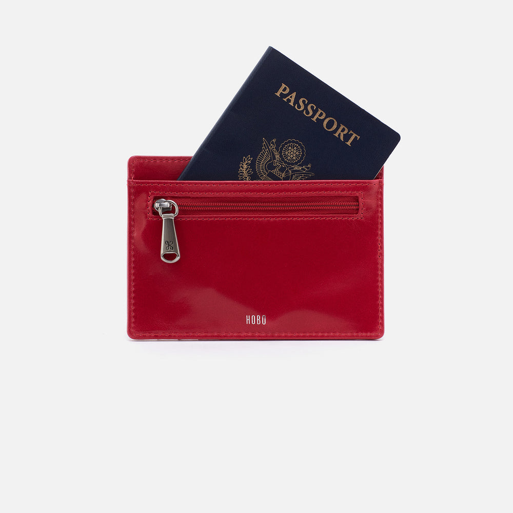 Euro Slide Card Case in Polished Leather - Claret